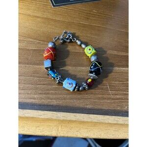 Silpada Sterling Silver Art Glass Bead Lampwork Bracelet with Toggle Clasp